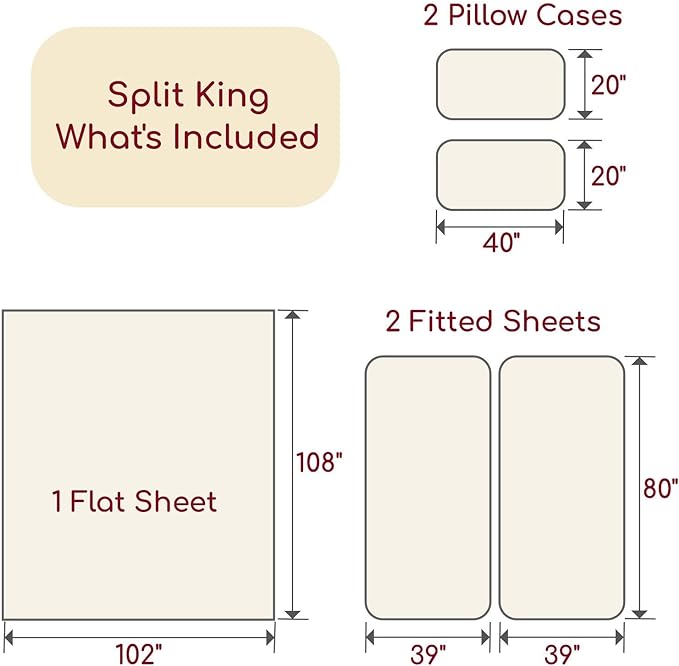 Mellanni Split King Sheets Set - 5 PC Iconic Collection Bedding - Hotel Luxury, Extra Soft, Cooling Bed Sheets - Wrinkle, Fade, Stain Resistant (Split King, Gray)