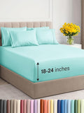 Extra Deep Full Sheet Set - 6 Piece Breathable & Cooling Sheets - Hotel Luxury Bed Sheets Set - Easy & Secure Fit - Soft, Wrinkle Free & Comfy Sheets Set - Spa Blue Sheet Set with Extra Deep Pockets