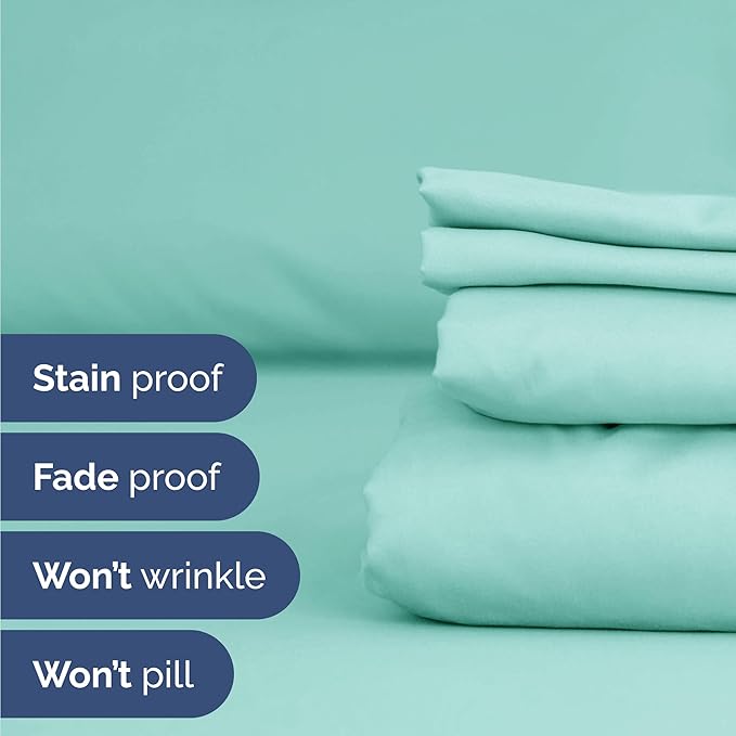 Twin 4 Piece Sheet Set - Comfy Breathable & Cooling - Ultra Soft Hotel Luxury Bedding Set w/ 8-16 Inch Deep Pockets - 1 Flat & 1 Fitted Sheet & 2 Pillowcases - Wrinkle Free and Easy Care - Spa Blue