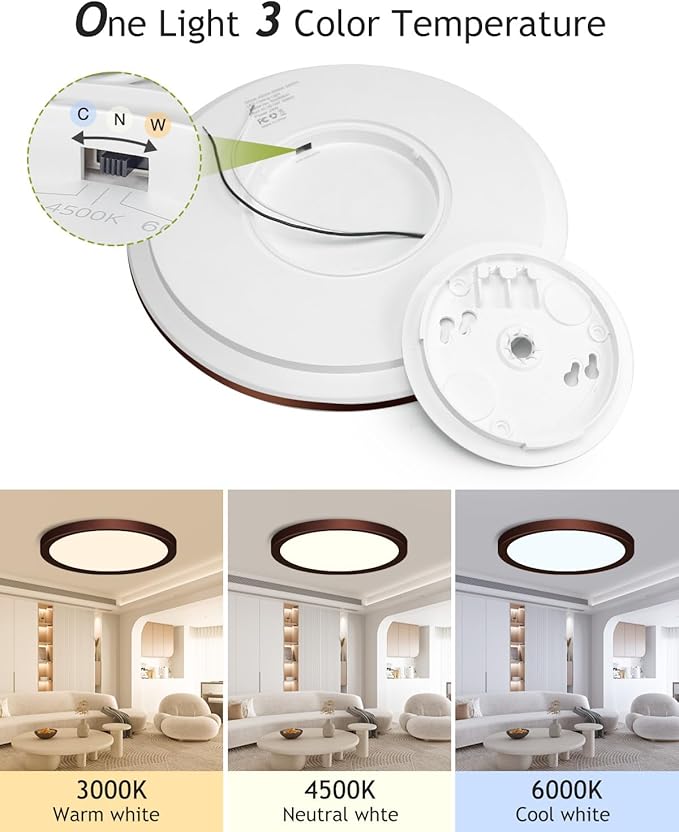 hepside 4PACK Flush Mount LED Ceiling Light Fixture Oil Rubbed Bronze, 12Inch 28W, Dimmable 3000K-4500K-6000K 3 Color Ceiling Lamp 3200LM Low Profile Ceiling Light for Kitchen Bedroom Hallway
