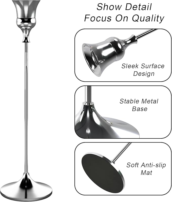 Candlestick Holders Silver, 3 Packs Taper Candle Holder for Candlesticks, Candle Sticks Holder Decor for Home Decor