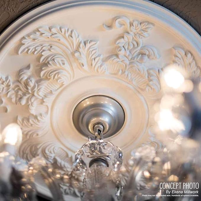 12 1/2"OD x 3 7/8"ID x 3/4"P Bradford Ceiling Medallion (Fits Canopies up to 6 5/8"), Hand-Painted Frost