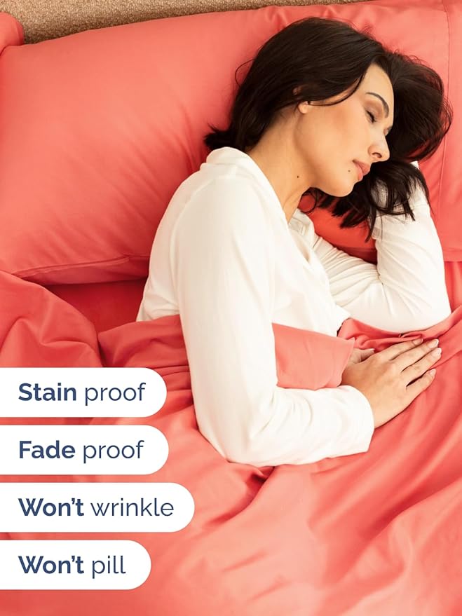 Extra Deep Queen Sheet Set - 6 Piece Breathable and Cooling Sheets - Hotel Luxury Bed Sheets Set - Easy & Secure Fit - Soft, Wrinkle Free and Comfy Sheets Set - Coral Sheet Set with Extra Deep Pockets