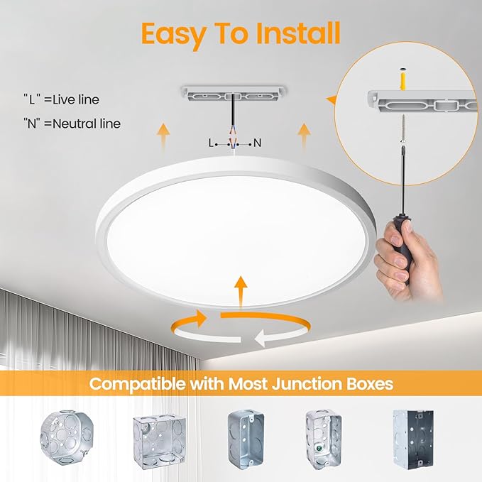 TALOYA Ceiling Light,4 Pack,10 Inch,20W,5 Color Selectable White Flush Mount Ceiling Light for Bedroom,Kitchen,Living Room,Hallway,Laundry