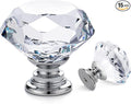 Ravinte 15 Pack Crystal Drawer Knobs - Glass Cabinet Knobs, Diamond Shaped, 30 mm, Silver Base