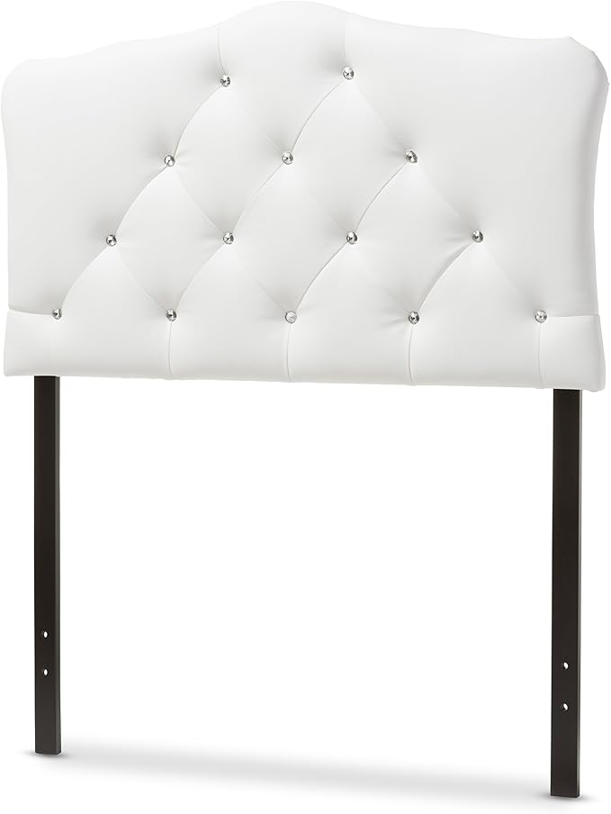 Baxton Studio Rita Modern and Contemporary White Faux Leather Upholstered Button-Tufted Scalloped Twin Size Headboard
