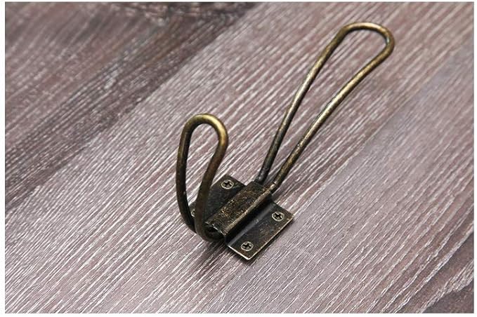 Rustic Coat Hooks Wall Mounted - 10 Pack of Vintage Double Coat Hangers with Large Metal Screws Included - Hard Antique Industrial Heavy Duty Hook Set - Best for Farmhouse Shabby Chic Hanging Look