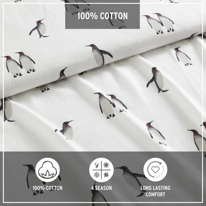 Eddie Bauer - Full Sheets, Cotton Flannel Bedding Set, Brushed For Extra Softness, Cozy Home Decor (Rookeries, Full)