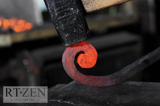 RTZEN Farmhouse Small Key Holder for Wall - Handcrafted Swirl Decorative 5 Key Hooks for Home Entryway - Wrought Iron Wall Mount Rack Purse Coat and Leash Holder or Organizer (Swirly Black)