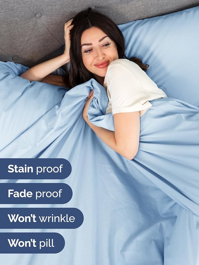 Extra Deep Cal King Sheet Set - 6 Piece Breathable and Cooling Sheets - Hotel Luxury Bed Sheets Set - Easy Fit - Soft, Wrinkle Free and Comfy Sheets Set - Light Blue Sheet Set with Extra Deep Pockets