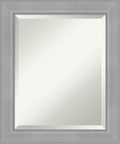 Amanti Art Silver Bathroom Mirror for Over Sink, 24x20 Vista Brushed Nickel Rectangle Vanity Mirror, Small Casual Frame, Hangs Horizonally and Vertically, Bathroom Wall Decor, Beveled Edge