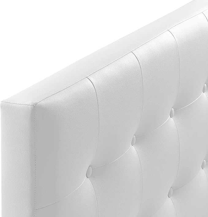 Modway Emily Tufted Button Faux Leather Upholstered King Headboard in White