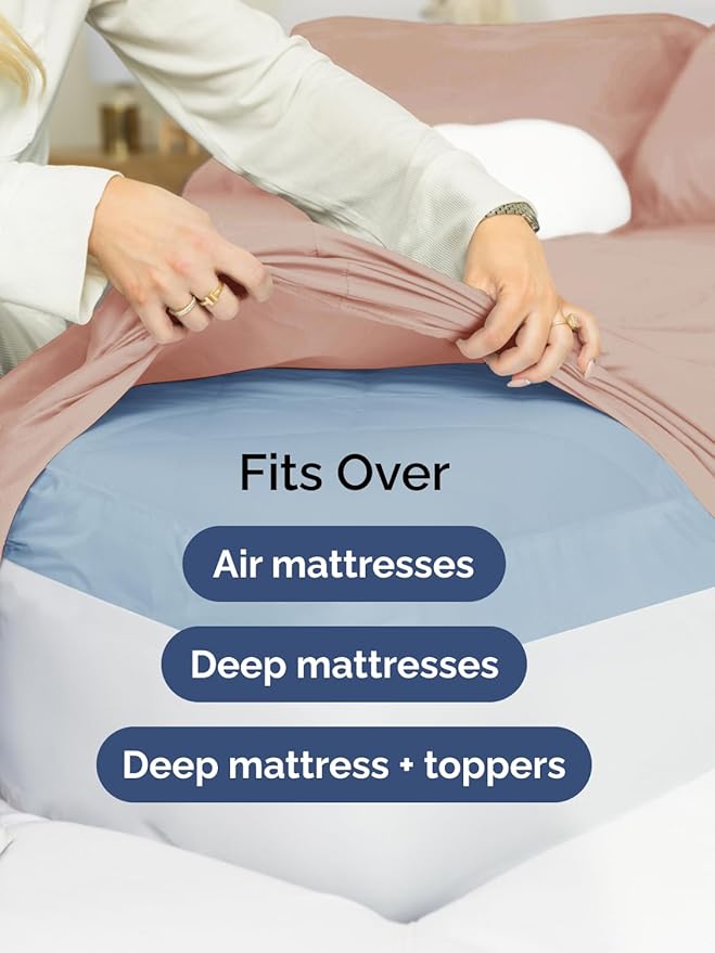 Extra Deep Queen Sheet Set - 6 Piece Breathable and Cooling Sheets - Hotel Luxury Bed Sheets Set - Easy & Secure Fit - Soft, Wrinkle Free and Comfy Sheets Set - Mauve Sheet Set with Extra Deep Pockets