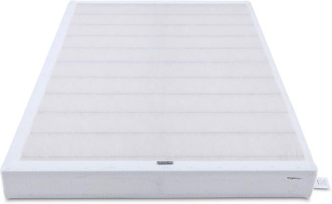 Amazon Basics Smart Box Spring Bed Base, 9-Inch Height Mattress Foundation, Tool-Free Easy Assembly, Cal King, 83"L x 71"W x 9"H, White