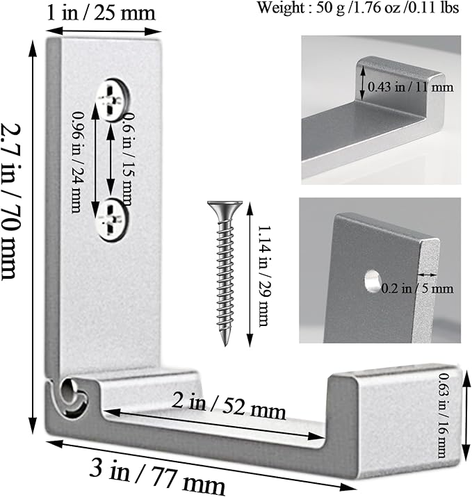 OHIYO 6Pcs Foldable Hooks for Hanging Coat & Bags & Hat & Key Wall Mounted Heavy Duty Aluminum Alloy Folding Coat Hooks with 12pcs Screws for Headphones Holder or Wall Hanger Hook(Matte Silver)
