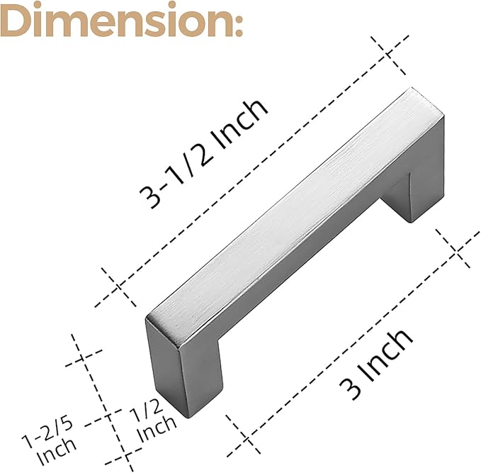 Ravinte 3 Pack 3 Inch Kitchen Square Cabinet Handles Satin Nickel Pulls Brushed Nickel Kitchen Cabinet Hardware Handles for Cupboard Drawer Pulls