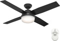 Hunter Fan Company, 52388, 52 inch Dempsey Matte Black Ceiling Fan with LED Light Kit and Handheld Remote