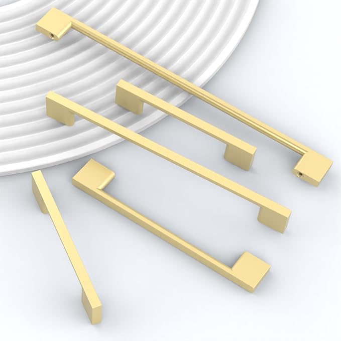 10 Pack Brushed Gold Cabinet Pulls 3.75 Inch Handles for Kitchen Cabinets, Brass Dresser Pulls Hardware