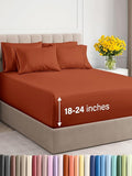 Extra Deep Queen Sheet Set - 6 Piece Breathable & Cooling Sheets - Hotel Luxury Bed Sheets Set - Easy & Secure Fit - Soft, Wrinkle Free & Comfy Sheets Set - Terracotta Sheet Set w/Extra Deep Pockets