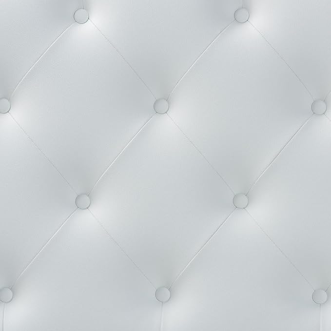 Baxton Studio Myra Modern and Contemporary Full Size White Faux Leather Upholstered Button-Tufted Scalloped Headboard