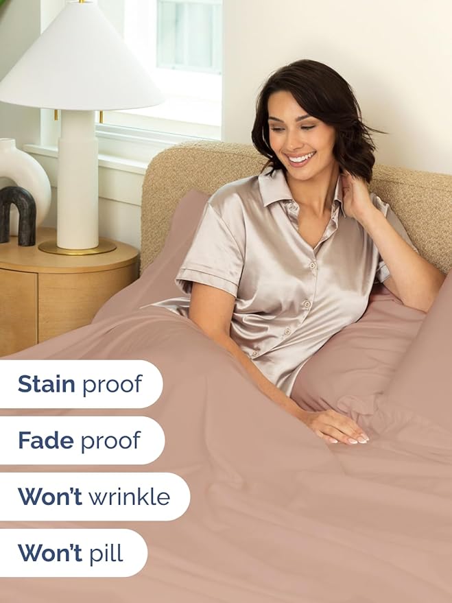 Extra Deep Queen Sheet Set - 6 Piece Breathable and Cooling Sheets - Hotel Luxury Bed Sheets Set - Easy & Secure Fit - Soft, Wrinkle Free and Comfy Sheets Set - Mauve Sheet Set with Extra Deep Pockets