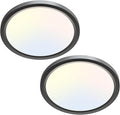 zemty 2Pack LED Ceiling Light Fixture 6.5 Inch, 12W 1200lm Ceiling Mount Light Fixtures, Adjustable 3000K 4000K 6500K, Round Flat Ceiling Lamp for Bathroom Closet Hallway Laundry (Black)