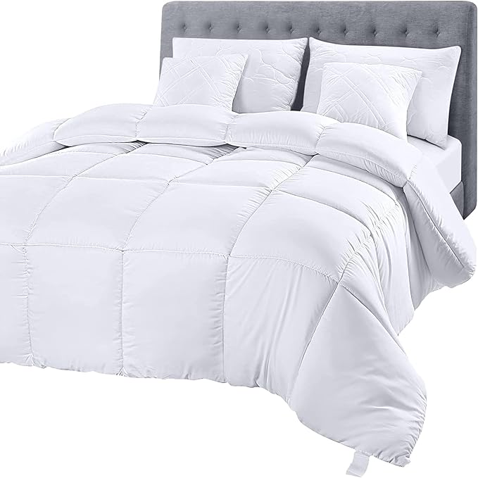 Utopia Bedding Comforter Duvet Insert, Quilted Comforter with Corner Tabs, Box Stitched Down Alternative Comforters California King Size (White)
