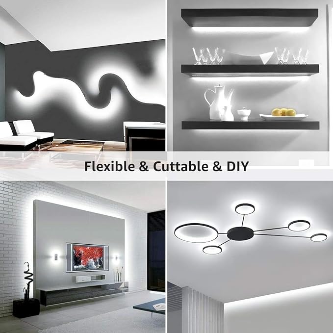 Lepro LED Strip Light, 32.8Ft Dimmable Vanity Lights, 6000K Super Bright LED Tape Lights, 420 LEDs SMD 2835, Strong 3M Adhesive, Suitable for Home, Kitchen, Under Cabinet, Bedroom, Daylight White