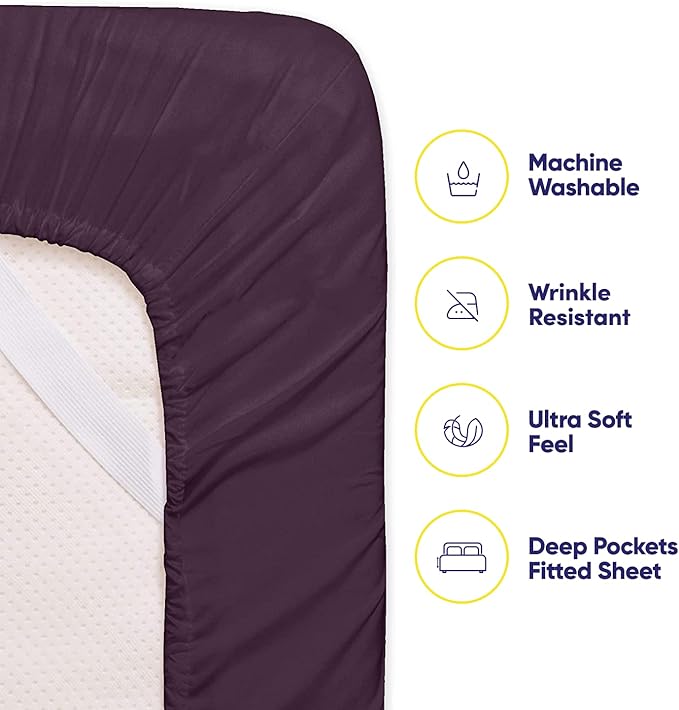 Full Size Bed Sheets - 6 Piece 1500 Supreme Collection Fine Brushed Microfiber Deep Pocket Full Sheet Set Bedding - 2 Extra Pillow Cases, Great Value, Full, Purple