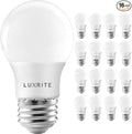 LUXRITE A15 LED Bulb 40W Equivalent, 7W, 2700K (Warm White), 600 Lumens, Enclosed Fixture Rated, Dimmable Ceiling Fan Light Bulbs, E26 Medium Base, UL Listed - Indoor and Outdoor (16 Pack)