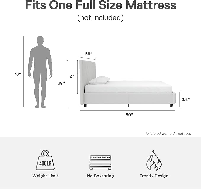 DHP Dakota Bed, Full, White