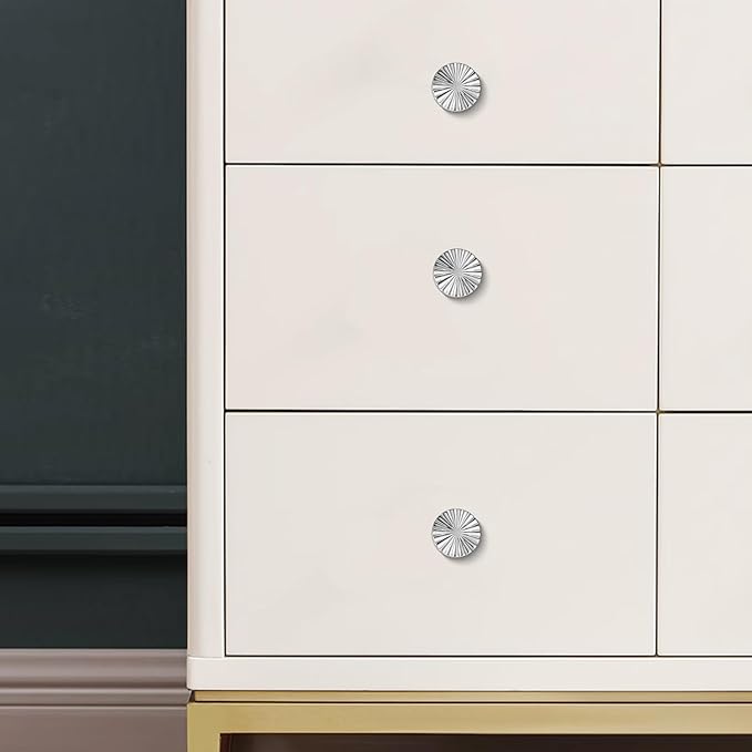 10 Pack Kitchen Cabinet Knobs Round Sunflower Dresser Knob Modern Drawer Hardware Cupboard Handles Furniture Knob for Bathroom Single Hole Knobs for Wardrobe Polished Chrome TYH-BC-K10