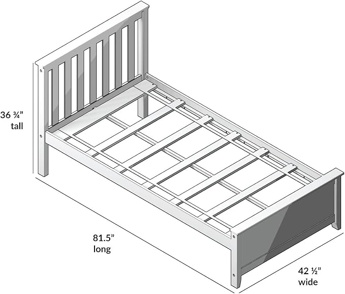 Max & Lily Twin Bed Frame with Slatted Headboard, Solid Wood Platform Bed for Kids, No Box Spring Needed, Easy Assembly, Natural