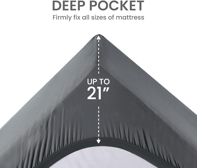 SLEEP ZONE Cooling RV Mattress Topper, Premium Zoned Cool Mattress Pad Cover, Padded Mattress Protector Breathable Washable, Deep Pocket 8-21" (Grey, Short Queen)