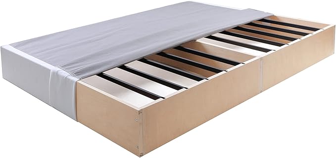 Panana 5 Inch Box Spring Bed Base/Heavy Duty Steel with Fabric Cover/Mattress Foundation/Wooden Frame Metal Slats, Easy Assembly,Twin Size,White