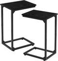 AMHANCIBLE C Shaped Side Table, End Tables Living Room Set of 2, Slide Under Couch Table for Sofa, TV Trays for Bedroom, Small Space, Black, HET02CBK