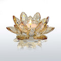 Crystal Lotus Flower Tealight Candle Holders/Glass Tea Light Candlestick Decor Decoration for Christmas Home Wedding Party… (Gold 1pc)
