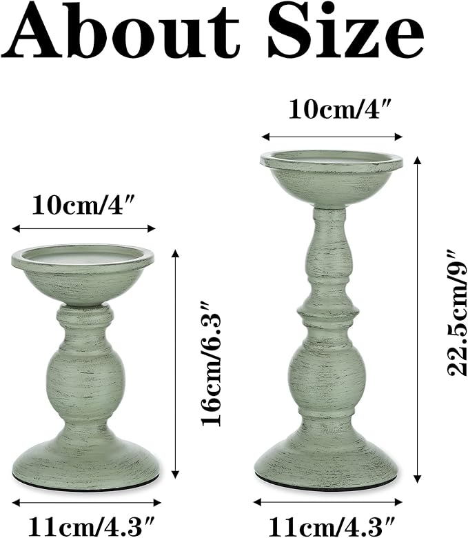 Sziqiqi Retro Iron Candle Holder Vintage Pillar Candles Holders for Table Centerpiece Wedding Birthday Candlelight Dinner Decorative Light Home Décor 2pcs