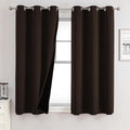 ChrisDowa 100% Blackout Curtains for Bedroom with Black Liner, 2 Thick Layers Total Blackout Thermal Insulated Grommet Small Window Curtains 2 Panels Set (Brown, 42 x 54 Inch)