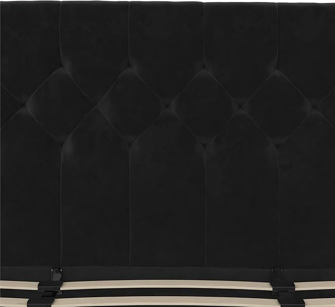 Novogratz The Her Majesty Upholstered Bed, King, Black Velvet