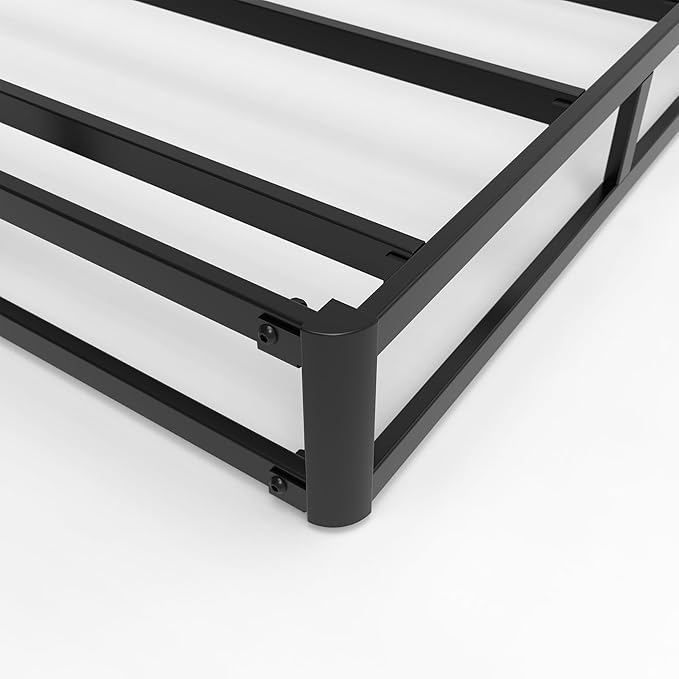 Box Spring Twin 4 Inch Low Profile, Heavy Duty Metal Box Spring Bed Base with Fabric Cover, Mattress Foundation, Easy Assembly, Noise Free, Black