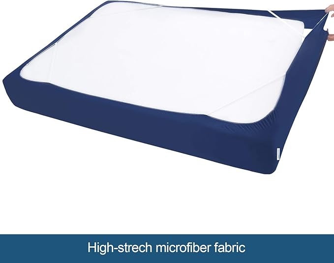 Box Spring Cover Twin Size with Smooth and Elastic Woven Material, Alternates for Bed Skirt, Wrinkle & Fading Resistant, Washable, Dustproof, Navy