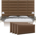 Vänt Upholstered Wall Panels - Queen/Full Size Wall Mounted Headboards - Vintage Leather Cognac - Set of 4 Panels (Each Individual Panel 30"x11.5")