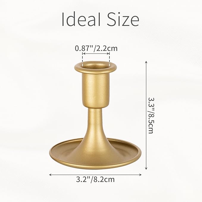 Gold Taper Candle Holder Vintage: Small Candle Sticks Holder Decor Brass Candlestick Holders for Home Dinning Table Wedding Centerpiece Holiday Party Chrismas Mantel Set of 2