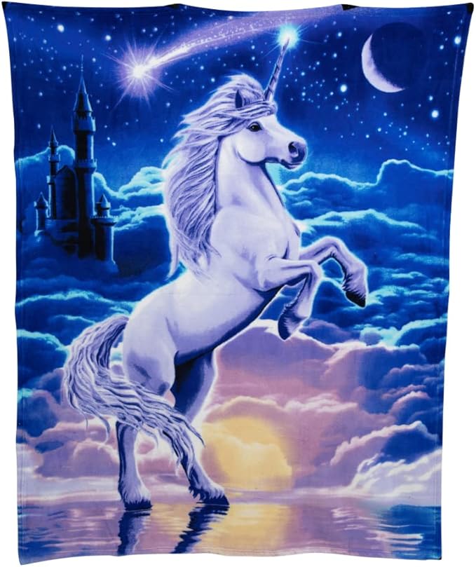 Dawhud Direct Unicorn Throw Blanket - 50x60 Inches Soft Plush Unicorn Fleece Blanket for Girls and Boys - Cozy Unicorn Kingdom Plush Throw for Bed or Couch - Thoughtful Gift for Kids and Adults