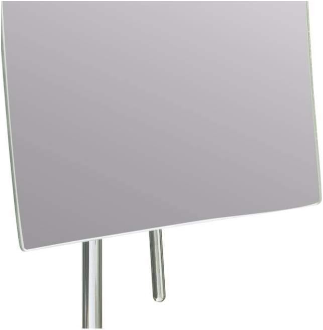 Aptations Rectangular Standing Mirror (5" x 8") - 3X Magnification | Portable Vanity Mirror with Handle for Flexibility | Decorative Makeup Mirror for Bedroom & Bathroom (Brushed Nickel)