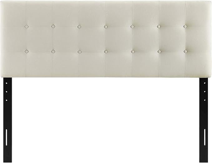 Modway Emily Tufted Button Linen Fabric Upholstered Full Headboard in Ivory
