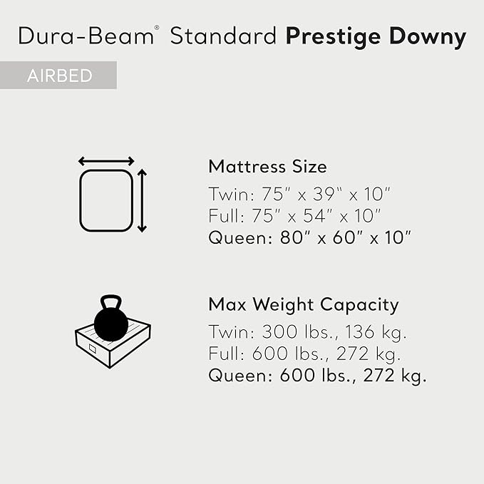 Intex 64109E Dura-Beam Standard Prestige Air Mattress: Fiber-Tech – Queen Size – 10in Bed Height – 600lb Weight Capacity – Pump Sold Separately