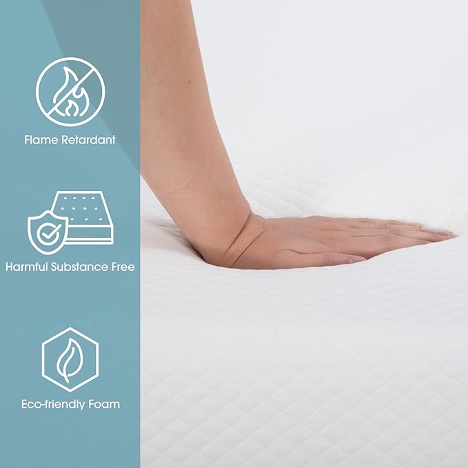 BestMassage | 6 Inch Twin Mattress | Gel Memory Foam | Medium Firm Feel | White | Bed in a Box, CertiPUR-US Certified | Pressure Relief, Cooling Ventilated Foam | Breathable Knit Cover