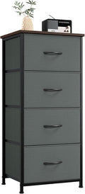 Somdot Tall Dresser for Bedroom, 4 Drawer Storage Organizer Chest of Drawers with Removable Fabric Bins for Living Room Closet Bedside Nursery Laundry Entryway Hallway, Charcoal Grey